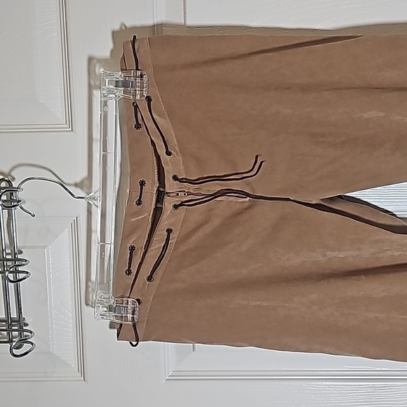 Vintage Powder Blu Faux Suede Flare Leg Festival Pants Size 5 - Picture 2 of 8